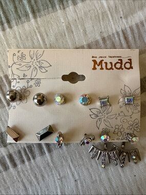 Mudd Silver and Iridescent Multi-Pair Kids Earring Set